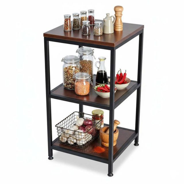 Kệ bếp 3 tầng 40x40x75cm gỗ cao su KB68078 Kệ bếp 3 tầng 40x40x75cm gỗ cao su KB68078