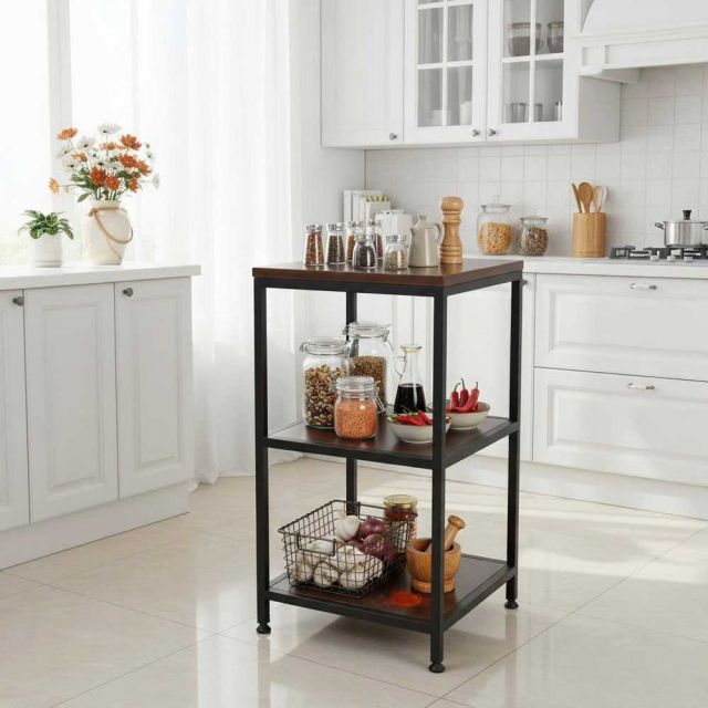 Kệ bếp 3 tầng 40x40x75cm gỗ cao su KB68078 Kệ bếp 3 tầng 40x40x75cm gỗ cao su KB68078