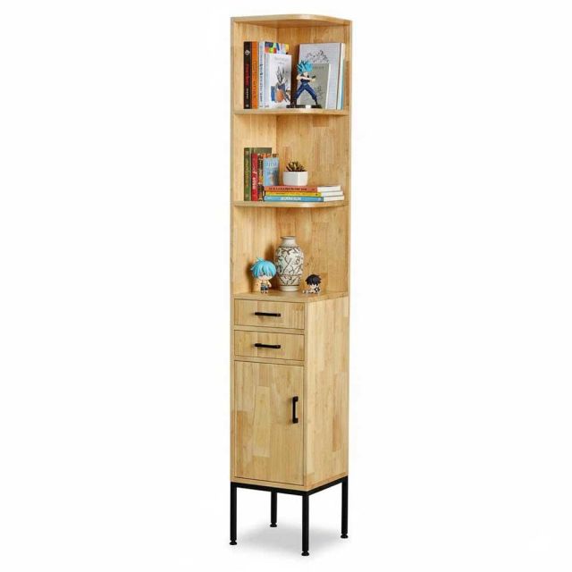 Kệ góc tường 35x35x205cm gỗ cao su KGT68052