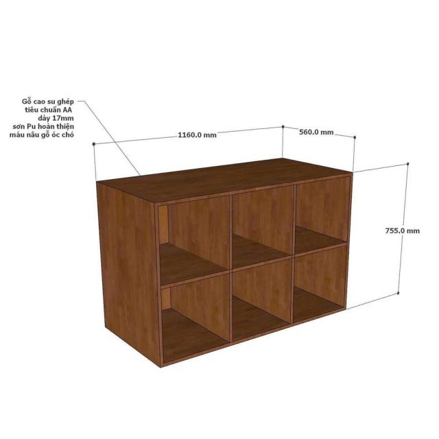 Kệ lưu trữ 116x56x75cm gỗ cao su KTB68238 Kệ lưu trữ 116x56x75cm gỗ cao su KTB68238