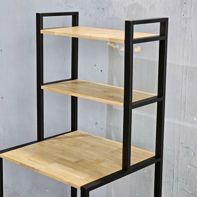 KMG68002- Kệ máy giặt 3 tầng gỗ Cao Su khung sắt