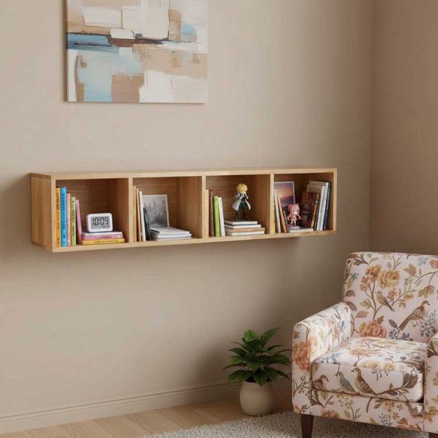 Kệ treo tường 140x30x30cm gỗ cao su KS68350 Kệ treo tường 140x30x30cm gỗ cao su KS68350