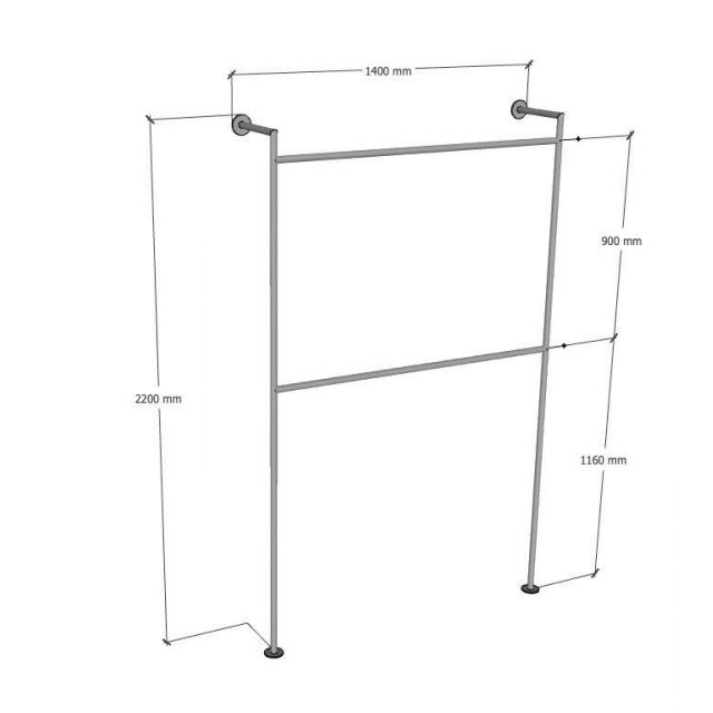Kệ treo đồ ống nước 140x30x220cm sơn tĩnh điện KQA68068