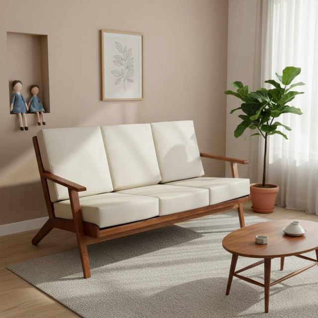 Ghế sofa Land tam 180x80x80cm bọc da Si gỗ Ash SFB68109