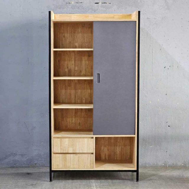 Tủ quần áo cửa lùa 106x50x200cm gỗ cao su TQA68077