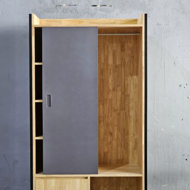 Tủ quần áo cửa lùa 106x50x200cm gỗ cao su TQA68077