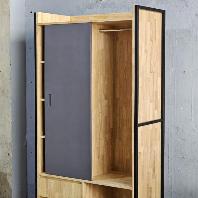 Tủ quần áo cửa lùa 106x50x200cm gỗ cao su TQA68077