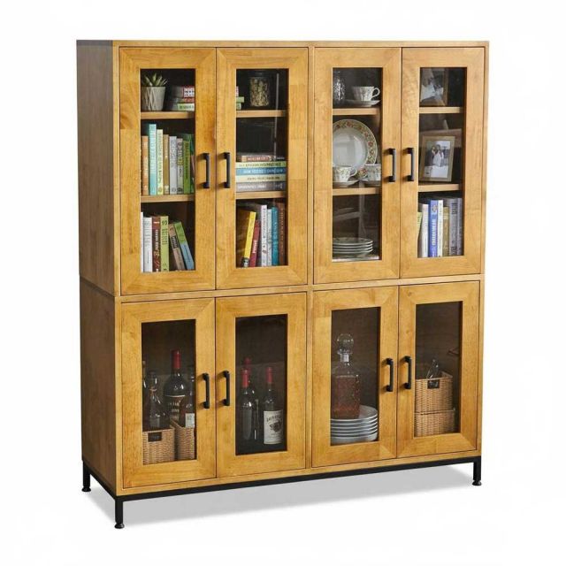 Tủ cửa kính 120x40x140cm gỗ cao su KTB68237