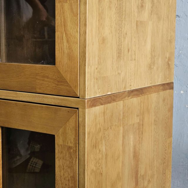 Tủ cửa kính 120x40x140cm gỗ cao su KTB68237