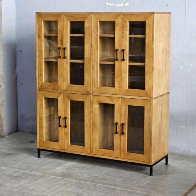 Tủ cửa kính 120x40x140cm gỗ cao su KTB68237