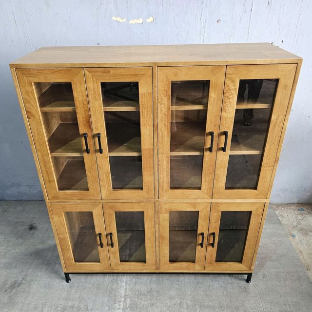 Tủ cửa kính 120x40x140cm gỗ cao su KTB68237