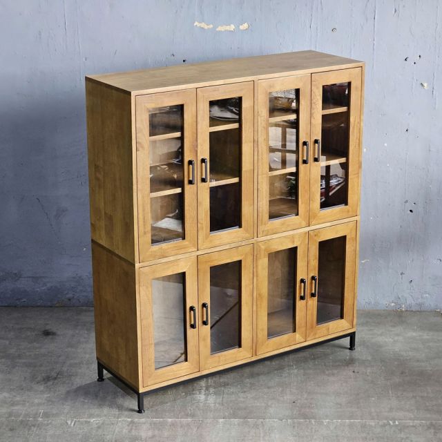 Tủ cửa kính 120x40x140cm gỗ cao su KTB68237