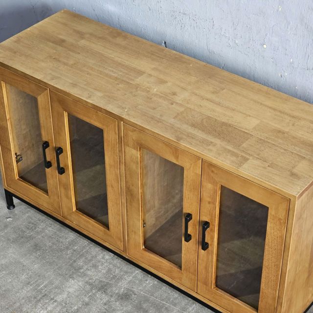 Tủ buffet cửa kính 120x40x70cm gỗ cao su KTB68239