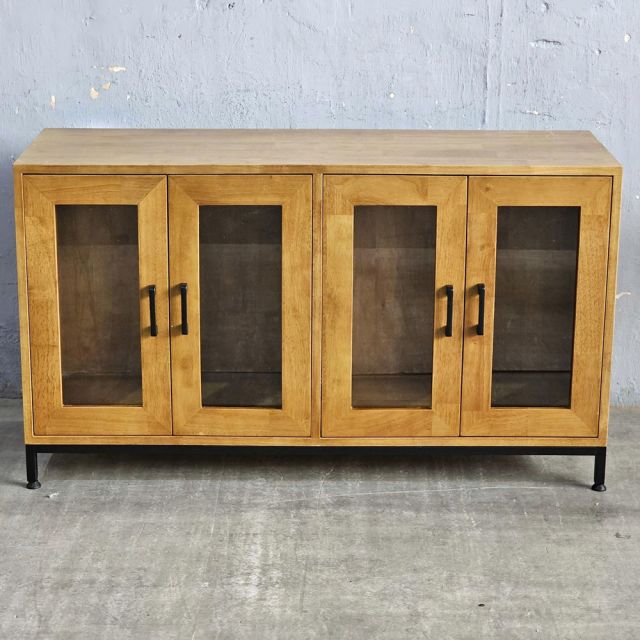 Tủ buffet cửa kính 120x40x70cm gỗ cao su KTB68239