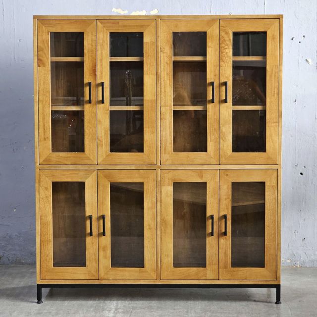 Tủ cửa kính 120x40x140cm gỗ cao su KTB68237