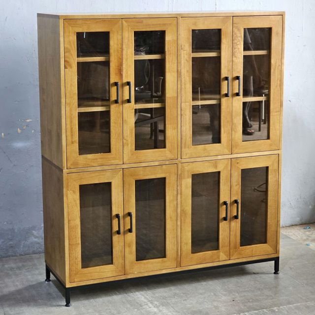 Tủ cửa kính 120x40x140cm gỗ cao su KTB68237