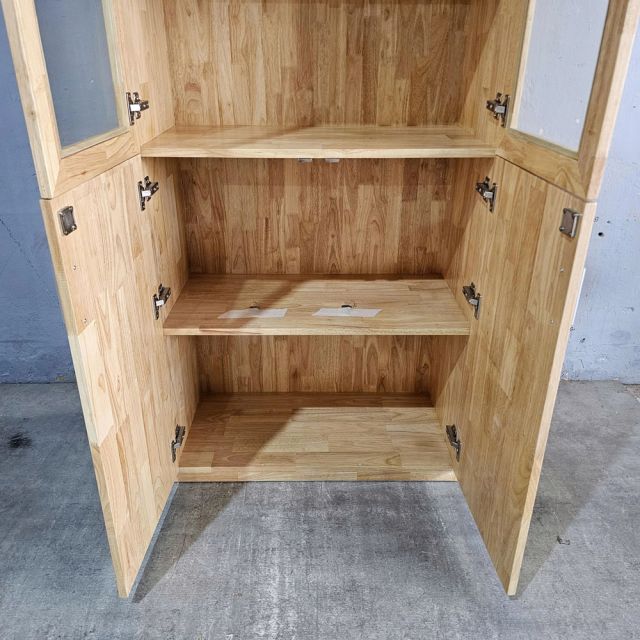 Tủ hồ sơ cửa kính có khóa 80x40x220cm gỗ cao su THS68012