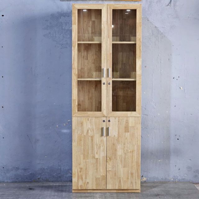 Tủ hồ sơ cửa kính có khóa 80x40x220cm gỗ cao su THS68012