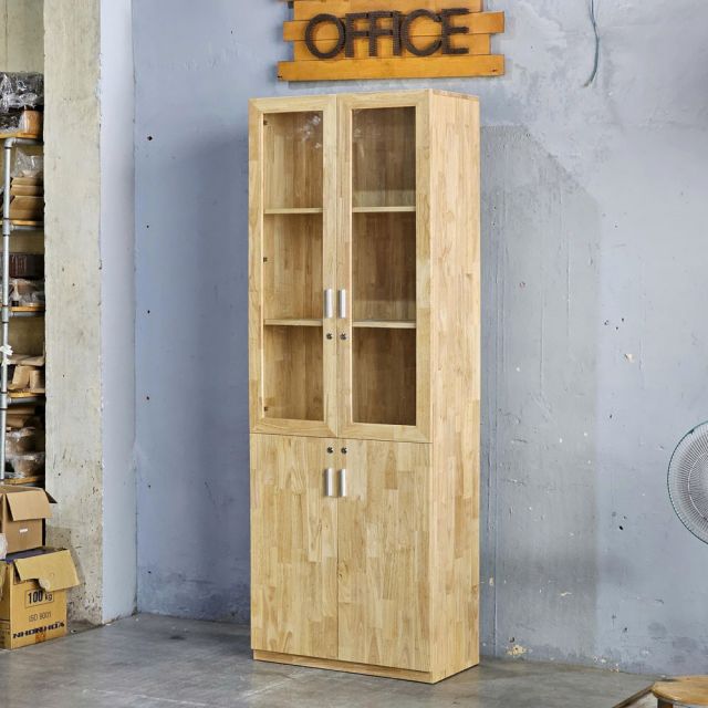 Tủ hồ sơ cửa kính có khóa 80x40x220cm gỗ cao su THS68012