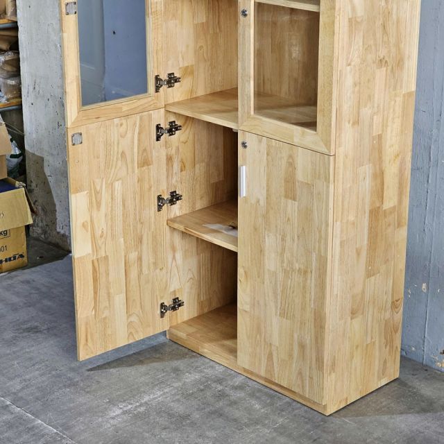 Tủ hồ sơ cửa kính có khóa 80x40x220cm gỗ cao su THS68012