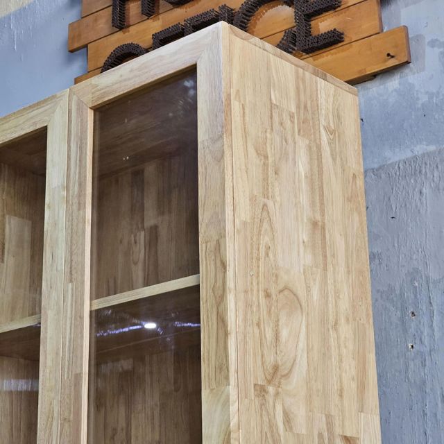 Tủ hồ sơ cửa kính có khóa 80x40x220cm gỗ cao su THS68012