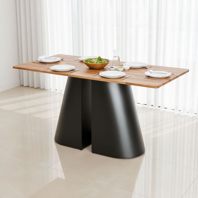 Bàn ăn chữ nhật 140x80cm gỗ tràm chân sắt BA68293