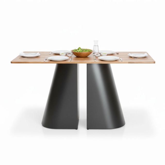 Bàn ăn chữ nhật 140x80cm gỗ tràm chân sắt BA68293