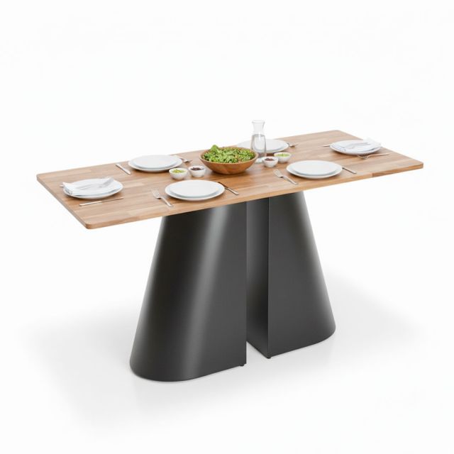 Bàn ăn chữ nhật 140x80cm gỗ tràm chân sắt BA68293