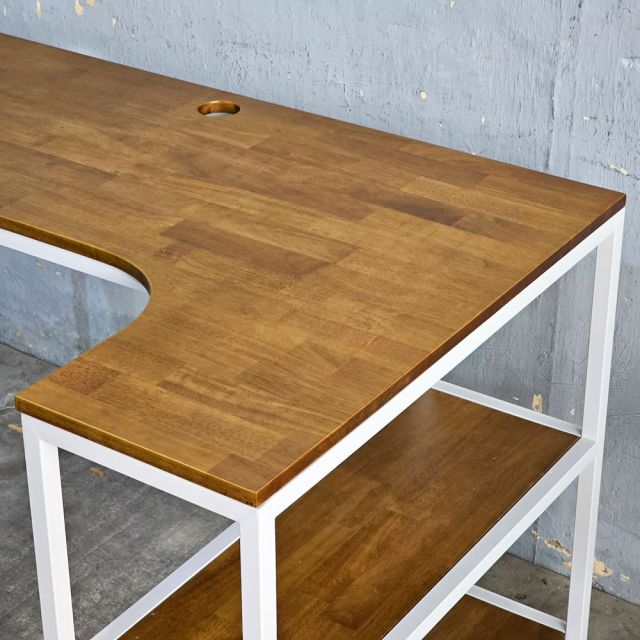 Bàn góc L liền kệ 120x100cm gỗ cao su CD68019