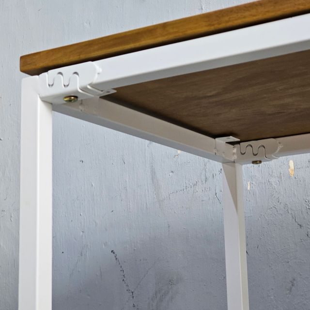 Bàn góc L liền kệ 120x100cm gỗ cao su CD68019