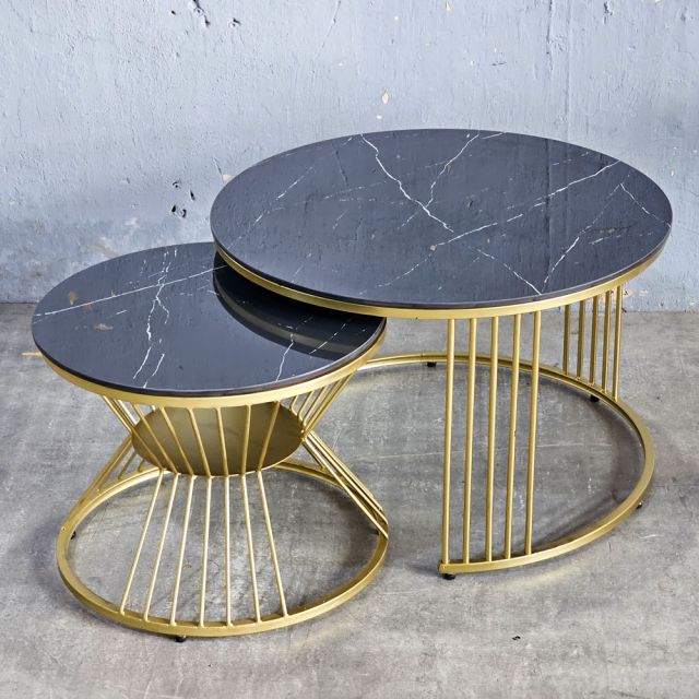 Bàn sofa đôi mặt đá khung sắt TT68214