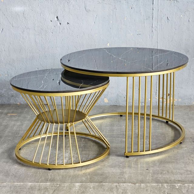 Bàn sofa đôi mặt đá khung sắt TT68214