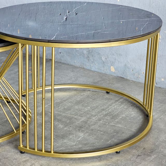 Bàn sofa đôi mặt đá khung sắt TT68214