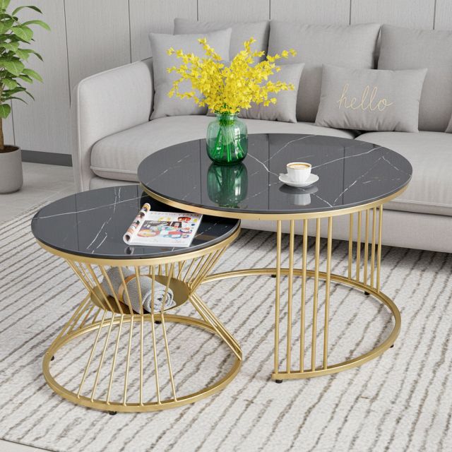 Bàn sofa đôi mặt đá khung sắt TT68214