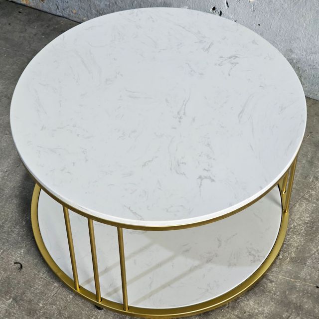 Bàn sofa tròn đk 60x60cm mặt đá vân mây TT68356