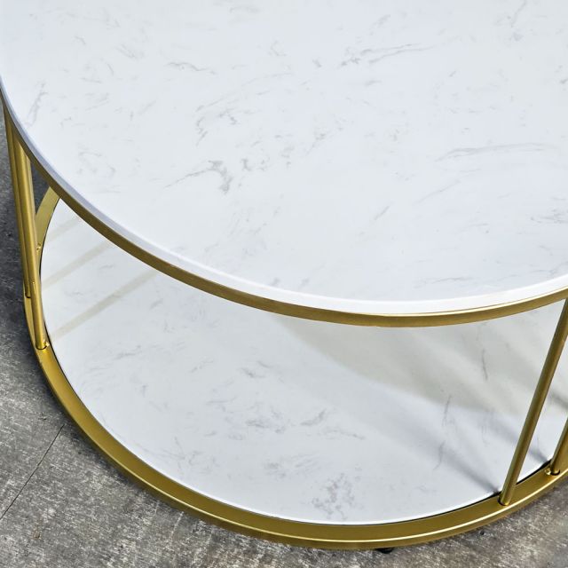 Bàn sofa tròn đk 60x60cm mặt đá vân mây TT68356