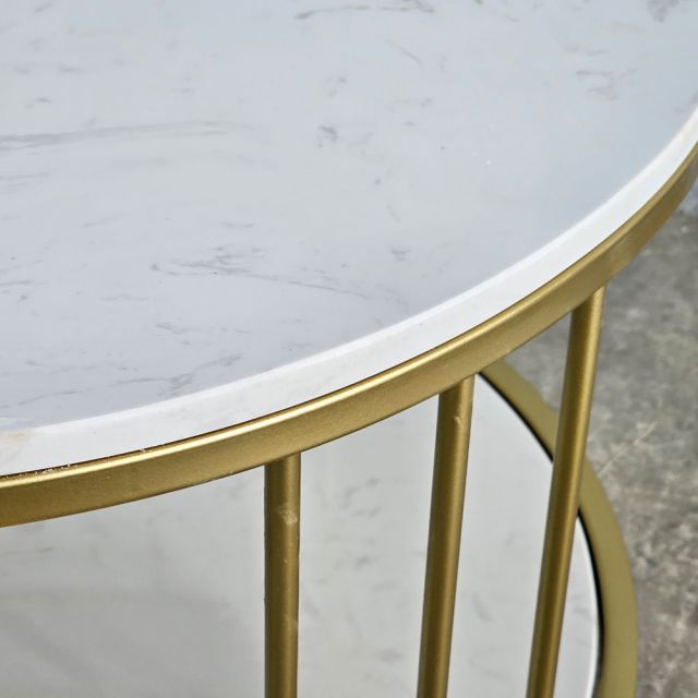 Bàn sofa tròn đk 60x60cm mặt đá vân mây TT68356