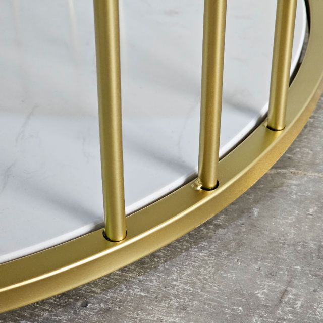 Bàn sofa tròn đk 60x60cm mặt đá vân mây TT68356