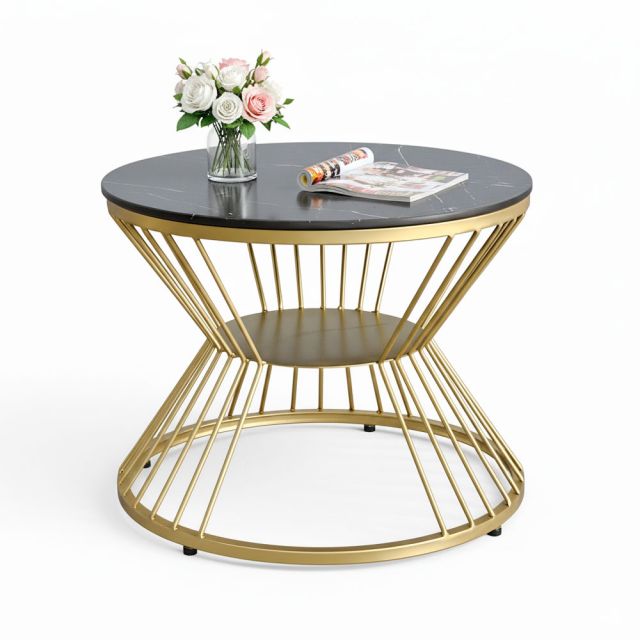 Bàn bên sofa đk 50cm mặt ceramic chân sắt SST052