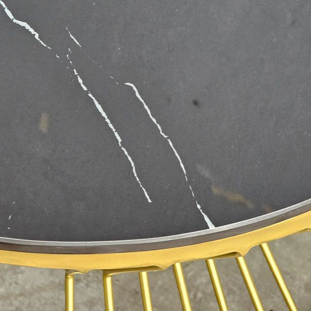 Bàn bên sofa đk 50cm mặt ceramic chân sắt SST052