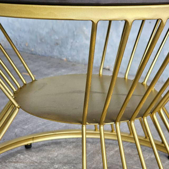 Bàn bên sofa đk 50cm mặt ceramic chân sắt SST052