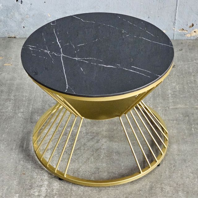 Bàn bên sofa đk 50cm mặt ceramic chân sắt SST052