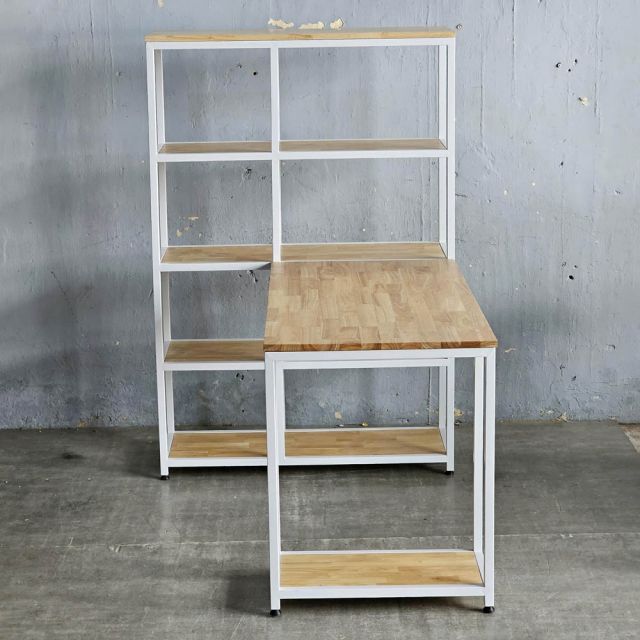 Bàn máy tính liền kệ 155x100x150cm gỗ cao su CD68041
