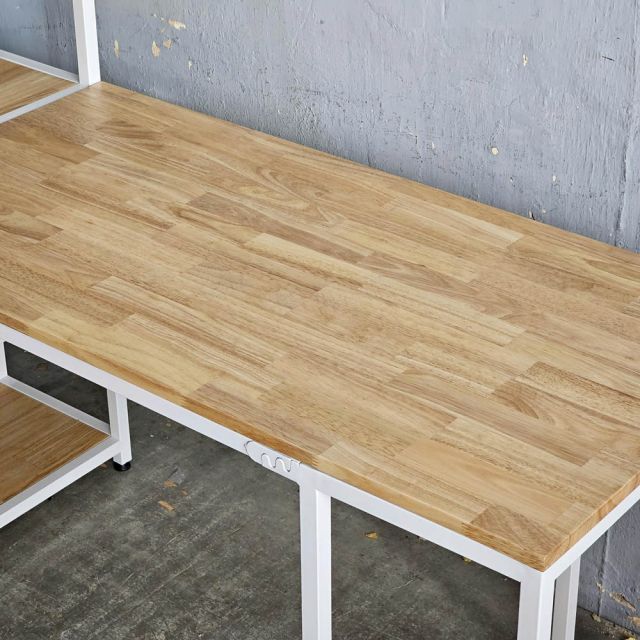 Bàn máy tính liền kệ 155x100x150cm gỗ cao su CD68041