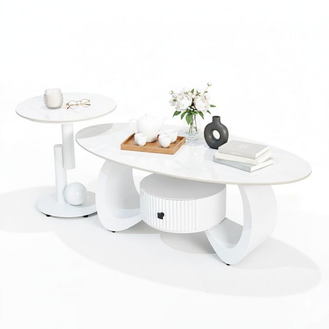 Bàn sofa đôi mặt đá chân sắt TT682896