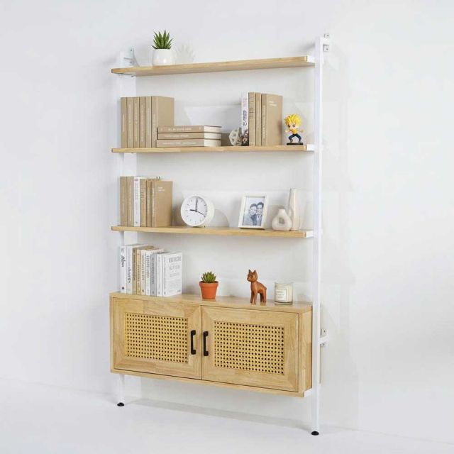 Kệ áp tường 100x17x160cm gỗ cao su KTT68049