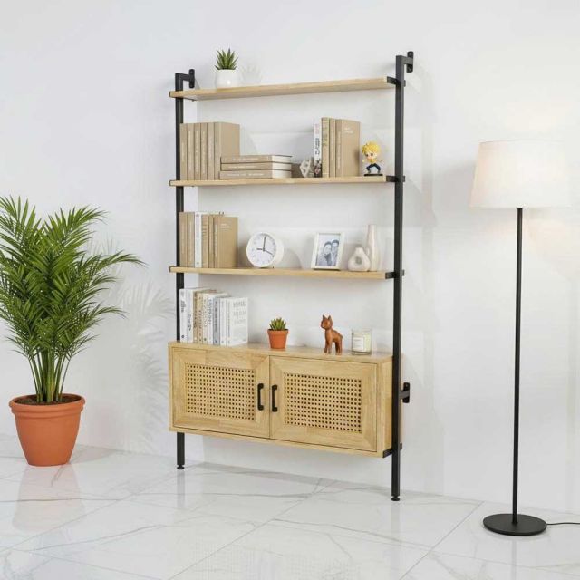 Kệ áp tường 100x17x160cm gỗ cao su KTT68049