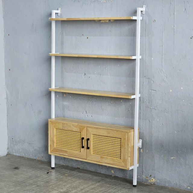 Kệ áp tường 100x17x160cm gỗ cao su KTT68049