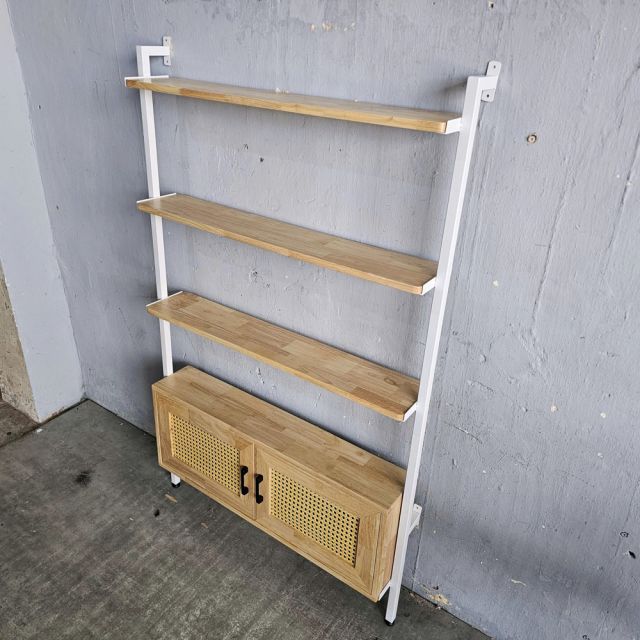 Kệ áp tường 100x17x160cm gỗ cao su KTT68049