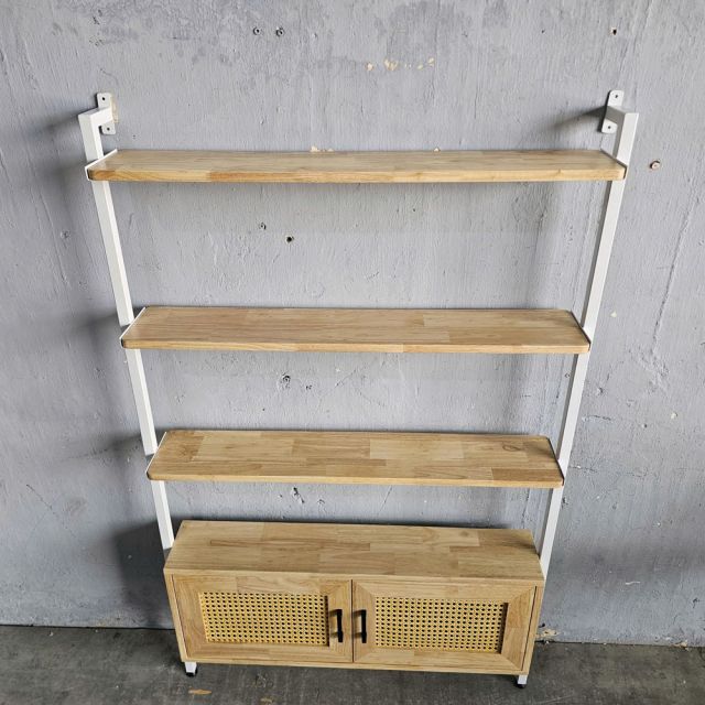 Kệ áp tường 100x17x160cm gỗ cao su KTT68049